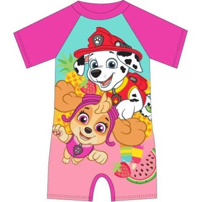 Costum de baie UV cu maneci scurte si fermoar Paw Patrol Girl EPLUSM EPMPAW52442225 BBJEPMPAW52442225_Roz_98/104