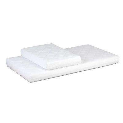 Set saltele pentru copii YappyGrow 190x70x11 cm (140x70x11 cm + 50x70x11 cm ) fibra de cocos si spuma, Husa detasabila si lavabila, 100% Bumbac, YappyKids, Alb BYNYappyGrow_mattress