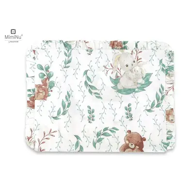 MimiNu - Perna clasica de dormit, Cu volanas, Cu husa detasabila cu fermoar, Din bumbac, Pentru patut, carucior, balansoar, 30x40 cm, Lulu Natural BYN6426972011839