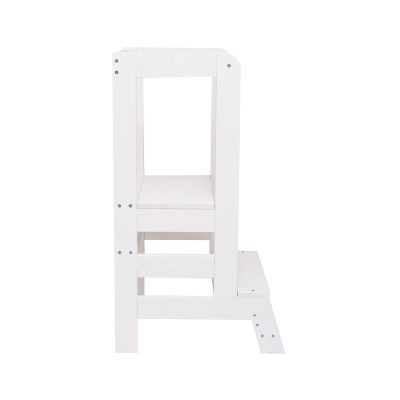 Inaltator Learning Tower Ajustabil, Ajutor De Bucatarie Meowbaby  , Lemn Alb Pjbkh01002wie
