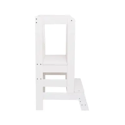 Inaltator Learning Tower Ajustabil, Ajutor De Bucatarie Meowbaby  , Lemn Alb Pjbkh01002wie