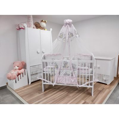 Lenjerie MyKids Teddy Toys Roz M1 7 Piese 120x60 cm 00070359