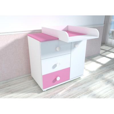 Comoda cu blat de infasat MyKids Kombo Alb Roz D120 00081085