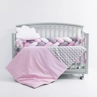 Lenjerie MyKids 6 piese Gray-Pink fara baldachin 120x60 cm 00081661