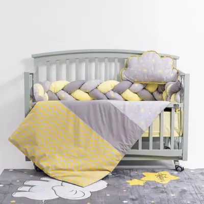 Lenjerie MyKids 6 piese Gray-Yellow fara baldachin 120x60 cm 00081660