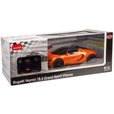 MASINA CU TELECOMANDA BUGATTI GRAND SPORT VITESSE PORTOCALIE CU SCARA 1 LA 18 VIVRas53900_Portocaliu