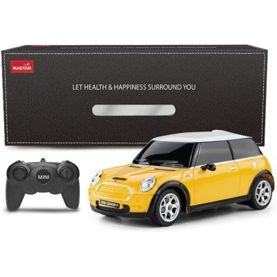 MASINA CU TELECOMANDA MINI COOPER GALBENA CU SCARA 1 LA 24 VIVRas15000_Galben