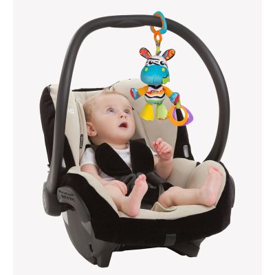 Jucarie pentru carucior, scoica auto si patut, Cu jucarie de dentitie, Zoe Zebra Munchimal, 32 cm, Playgro BYN730623