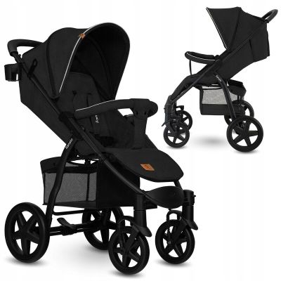 Lionelo - Carucior sport Annet Tour, De la nastere, UPF 50+, Cu maner reglabil, Plasa de tantari, Suport biberon, Saculet pentru picioare, Pana la 22 kg, Negru BYNLO-ANNET_TOUR_BLACK_CARBON