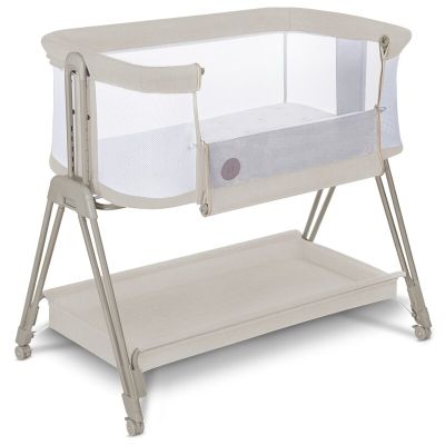 Lionelo - Patut co-sleeper Luna, 2 in 1, Cu setare unghiulara, Cu roti, Reglabil in 6 pozitii pe inaltime, Bej BYNLO-LUNA_BEIGE_SAND