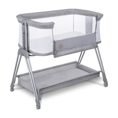 Lionelo - Patut co-sleeper Luna, 2 in 1, Cu setare unghiulara, Cu roti, Reglabil in 6 pozitii pe inaltime, Gri deschis BYNLO-LUNA_GREY_CONCRETE