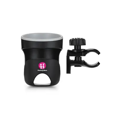 Petite&Mars - Suport universal pentru carucior/bicicleta Handy, Pentru biberon/pahar, Negru BYN901900