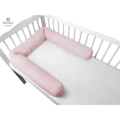MimiNu - Aparatoare tip rulou pentru patut, Lungime 180 cm, Din bumbac, Cu diametru de 10 cm, Colectia Royal, Powder Pink BYN6426972013499