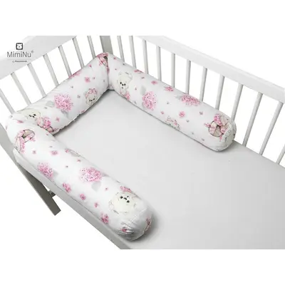MimiNu - Aparatoare tip rulou pentru patut, Lungime 180 cm, Din bumbac, Cu diametru de 10 cm, Design, Pink Ballerina BYN6426972013475