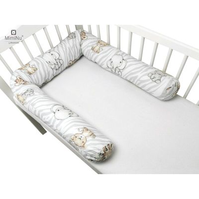 MimiNu - Aparatoare tip rulou pentru patut, Lungime 180 cm, Din bumbac, Cu diametru de 10 cm, Safari Natural BYN6426972013307