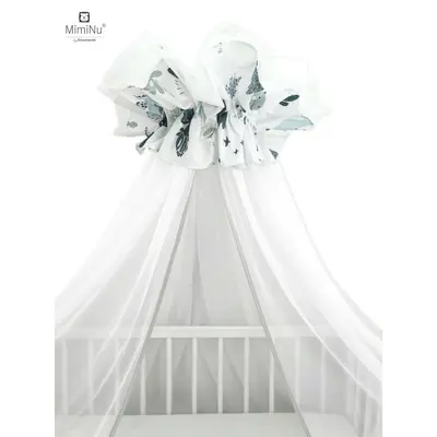 MimiNu - Baldachin mare din tull, Cu funda din bumbac, Dimensiune 400x170 cm, Dino Granat BYN6426972013154