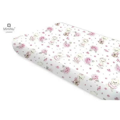 MimiNu - Cearceaf cu elastic, Din bumbac, Pentru pat 160x80 cm, Design, Pink Ballerina BYN6426972014199