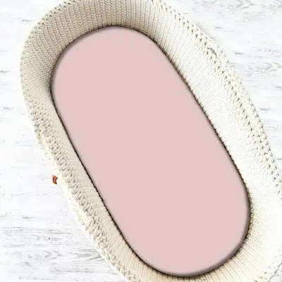 MimiNu - Cearceaf cu elastic pentru landou, carucior si cosulet, Dimensiune 80x45 cm, Din bumbac, Colectia Royal, Powder Pink BYN6426972013550