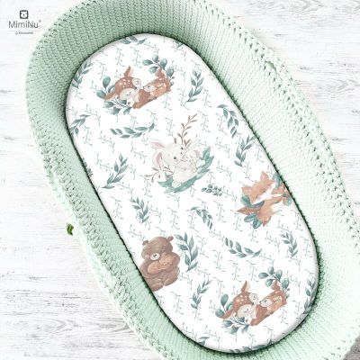 MimiNu - Cearceaf cu elastic pentru landou, carucior si cosulet, Dimensiune 80x45 cm, Din bumbac, Lulu Natural BYN6426972013567