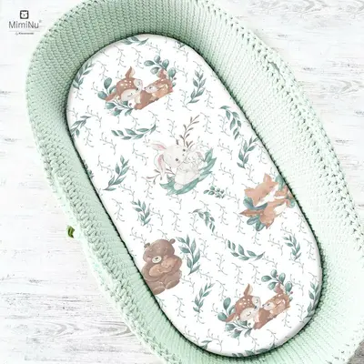 MimiNu - Cearceaf cu elastic pentru landou, carucior si cosulet, Dimensiune 80x45 cm, Din bumbac, Lulu Natural BYN6426972013567
