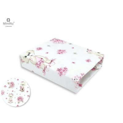 MimiNu - Cearceaf cu elastic pentru patut leagan sau patut co-sleeper, Dimensiune 90x40 cm, Din bumbac, Design, Pink Ballerina BYN6426972013949