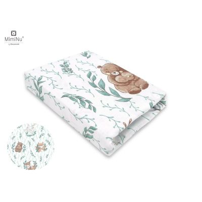 MimiNu - Cearceaf cu elastic pentru patut leagan sau patut co-sleeper, Dimensiune 90x40 cm, Din bumbac, Lulu Natural BYN6426972013758