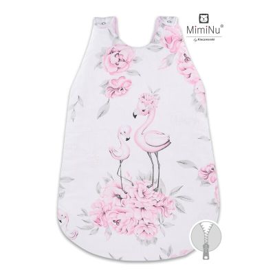 MimiNu - Sac de dormit pentru bebelusi, De iarna, Din bumbac, Cu fermoar lateral, Cu capse pe umar, 70 cm, 0 – 6 luni, 2.5 Tog, Peonie Pink BYN6426972012751