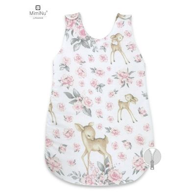 MimiNu - Sac de dormit pentru bebelusi, De iarna, Din bumbac, Cu fermoar lateral, Cu capse pe umar, 70 cm, 0 – 6 luni, 2.5 Tog, Sweet Deer Pink BYN6426972012713