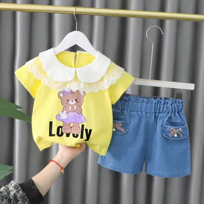 Costumas cu bluzita galbena si pantalonasi din blugi - Bear LIXQ1971-2-dg