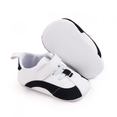 Adidasi albi cu negru cu sireturi si bareta cu arici MBbb222-3-p22