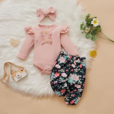 Compleu cu body roz si pantaloni verzi inflorati MBTXF101194-2-DE
