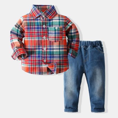 Costumas cu blugi si camasuta in carouri (marime disponibila: 9-12 luni (marimea 20 incaltaminte)) mbtz1172-j.9-12 luni (marimea 20 incaltaminte)