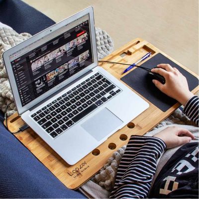 Suport pentru laptop din bambus cu mousepad JUBMH-04129
