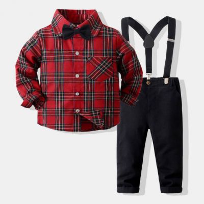 Costum elegant pentru baietei cu camasuta in carouri MBMS01-de4