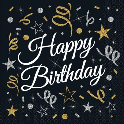 Set 20 servetele Happy Birthday 33 cm JUBHB-PW-SHBI