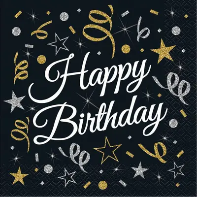 Set 20 servetele Happy Birthday 33 cm JUBHB-PW-SHBI