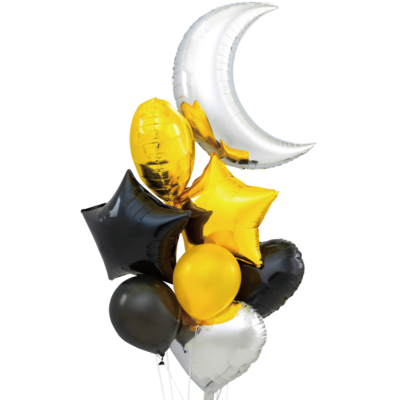 Set 8 baloane Luna - Auriu si Negru JUBHB-460429