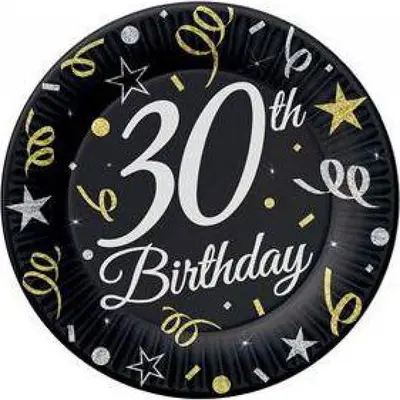 Set 8 farfurii de unica folosinta 30 ani 18cm JUBHB-TP-30B7