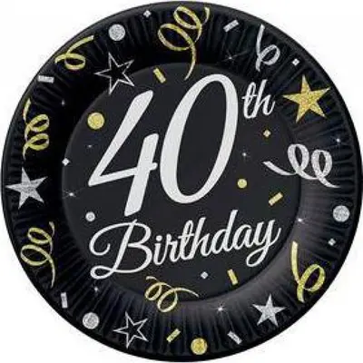 Set 8 farfurii de unica folosinta 40 ani 18cm JUBHB-TP-40B7