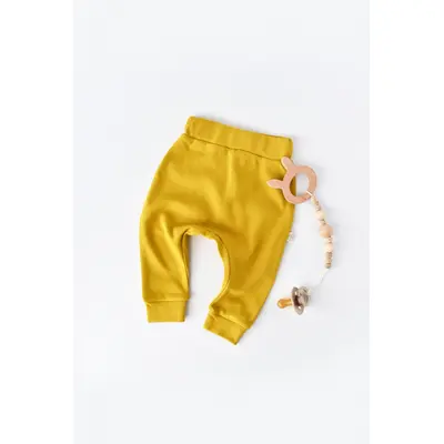 Pantaloni Bebe Unisex din bumbac organic Galben (Marime: 3-6 Luni) JEMBC-CSY5618-3