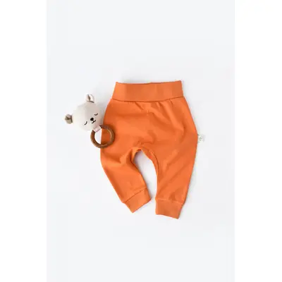 Pantaloni Bebe Unisex din bumbac organic Portocaliu (Marime: 6-9 luni) JEMBC-CSY5624-12
