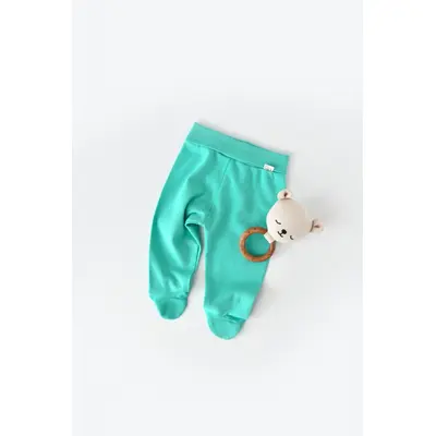 Pantaloni cu Botosei - Bumbac organic Turcoaz (Marime: 0-3 Luni) JEMBC-CSY5614-0