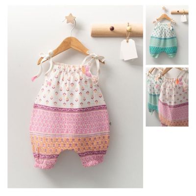Salopeta de vara din muselina pentru bebelusi Peacock, Tongs baby (Culoare: Somon, Marime: 6-9 luni) JEMtgs_4301_6