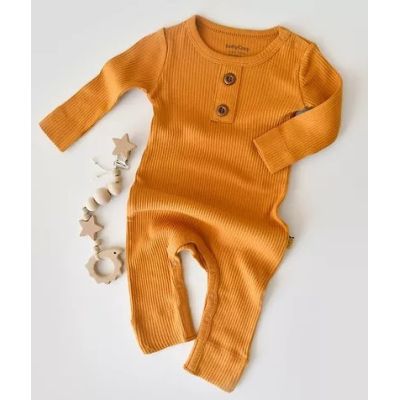 Salopeta cu maneca lunga si panataloni lungi din bumbac organic si modal - Mustar (Marime: 18-24 Luni) JEMBC-CSYM11408-18