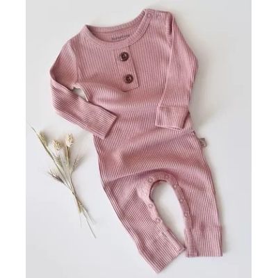 Salopeta cu maneca lunga si panataloni lungi din bumbac organic si modal - Roz (Marime: 18-24 Luni) JEMBC-CSYM11411-18