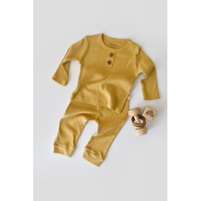 Set bluzita cu maneca lunga si panataloni lungi din bumbac organic si modal - Sofran (Marime: 6-9 luni) JEMBC-CSYM11505-6