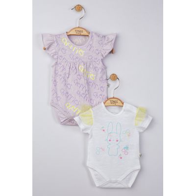 Set de 2 body-uri cu volanase mov pentru nou nascuti, Tongs baby (Marime: 6-9 luni) JEMtgs_4204_3