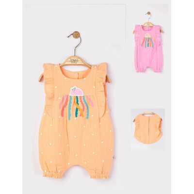 Salopeta de vara din muselina Octopus pentru bebelusi, Tongs baby (Marime: 0-3 Luni, Culoare: Somon) JEMtgs_4160_4
