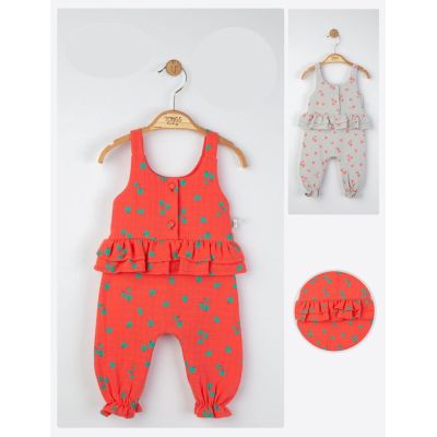 Salopeta de vara din muselina pentru bebelusi Natural, Tongs baby (Culoare: Gri, Marime: 6-9 luni) JEMtgs_4261_3
