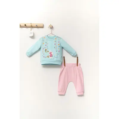 Set de 2 piese de trening Scufita rosie pentru bebelusi, Tongs baby (Culoare: Turcoaz, Marime: 9-12 luni) JEMtgs_4362_4